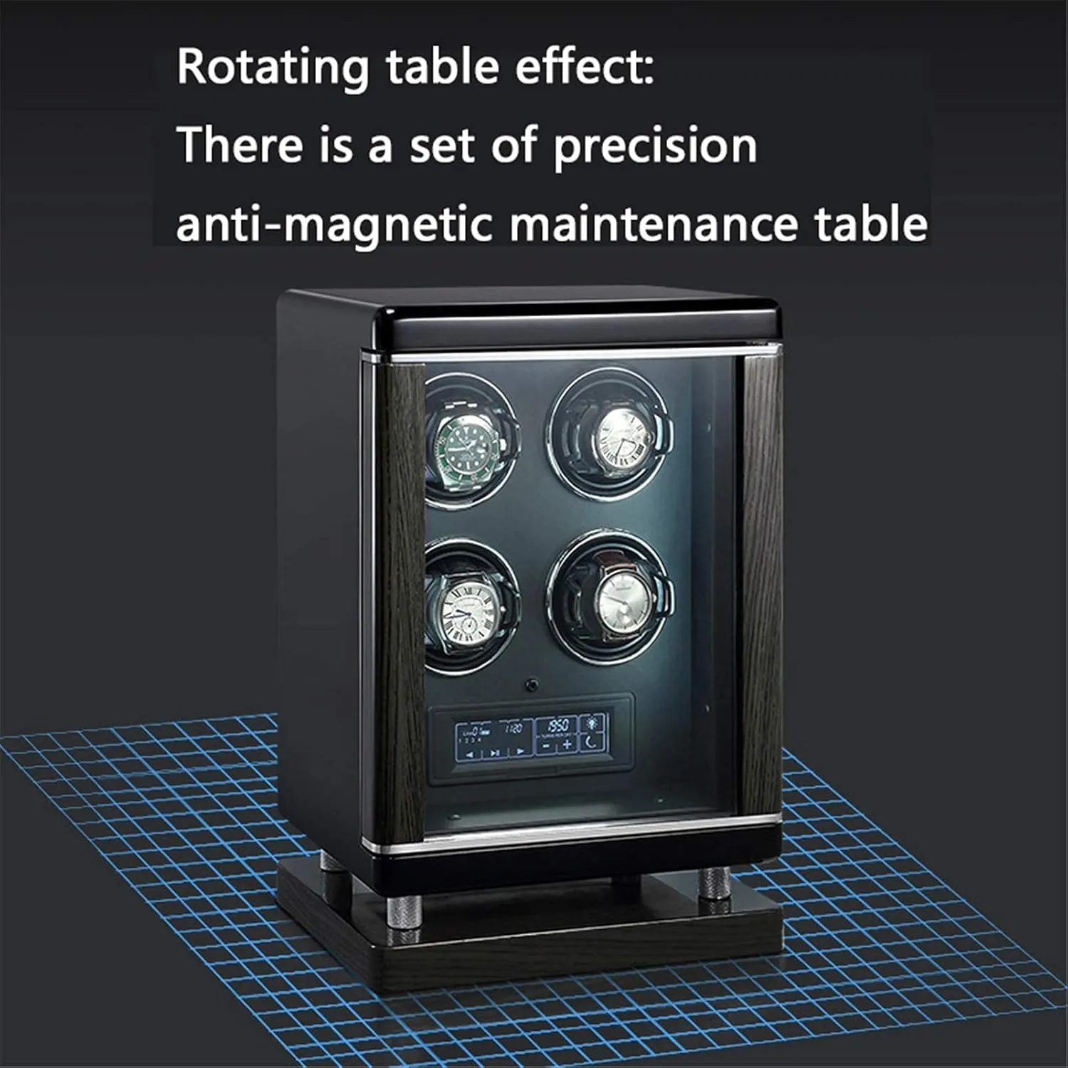 Panel with Remote Control Blue LED Light 6 Available Modes Storage Box (8 epitope) Watch Winder Watch Winder Watch Winder with Super Quiet Motor Smart Fingerprint soothe caterpillar horticultural Unlock LCD with Touch 