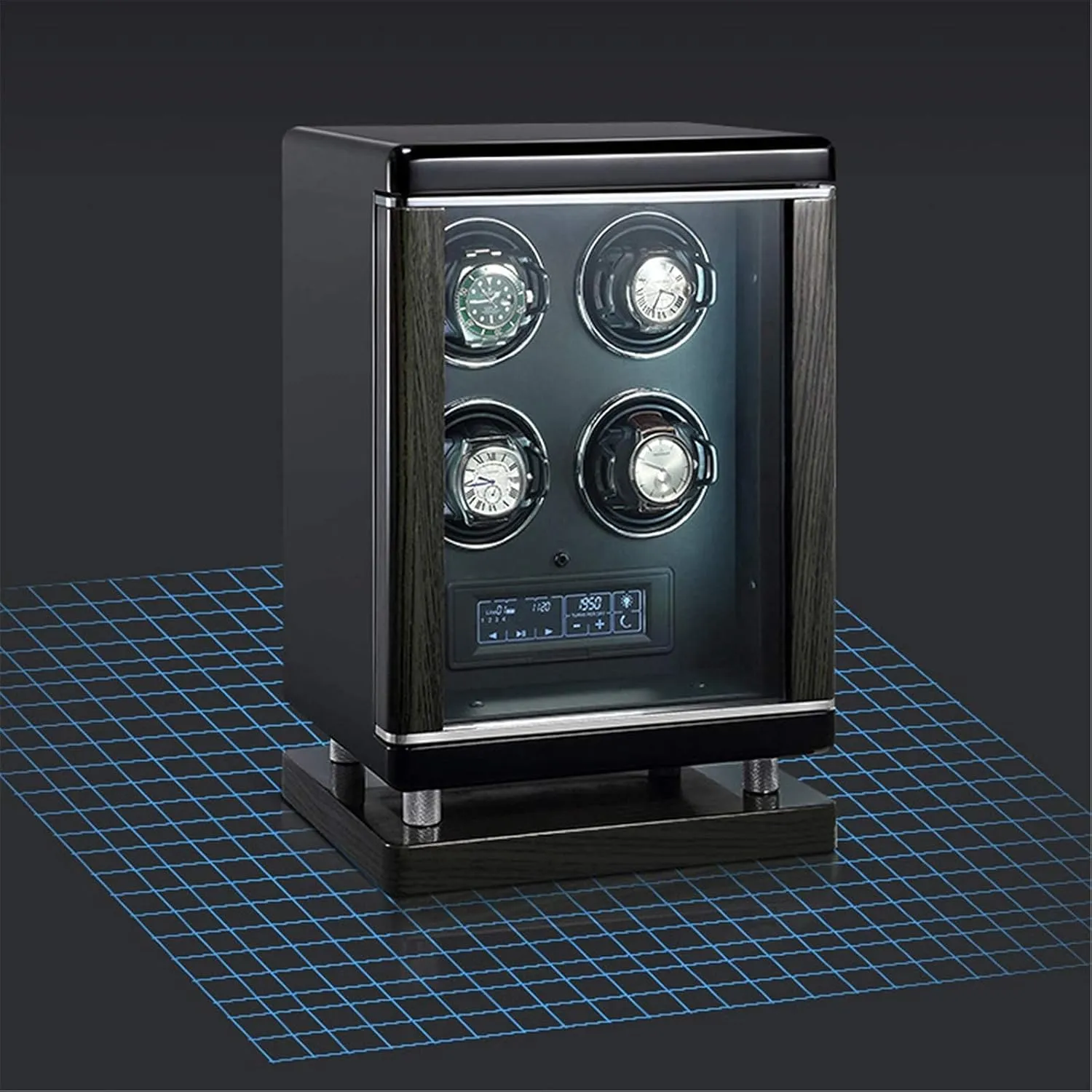 Panel with Remote Control Blue LED Light 6 Available Modes Storage Box (8 epitope) Watch Winder Watch Winder Watch Winder with Super Quiet Motor Smart Fingerprint soothe caterpillar horticultural Unlock LCD with Touch 