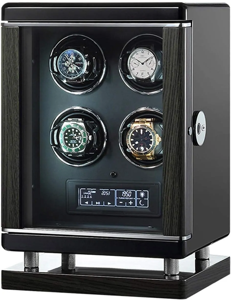 Panel with Remote Control Blue LED Light 6 Available Modes Storage Box (8 epitope) Watch Winder Watch Winder Watch Winder with Super Quiet Motor Smart Fingerprint soothe caterpillar horticultural Unlock LCD with Touch 