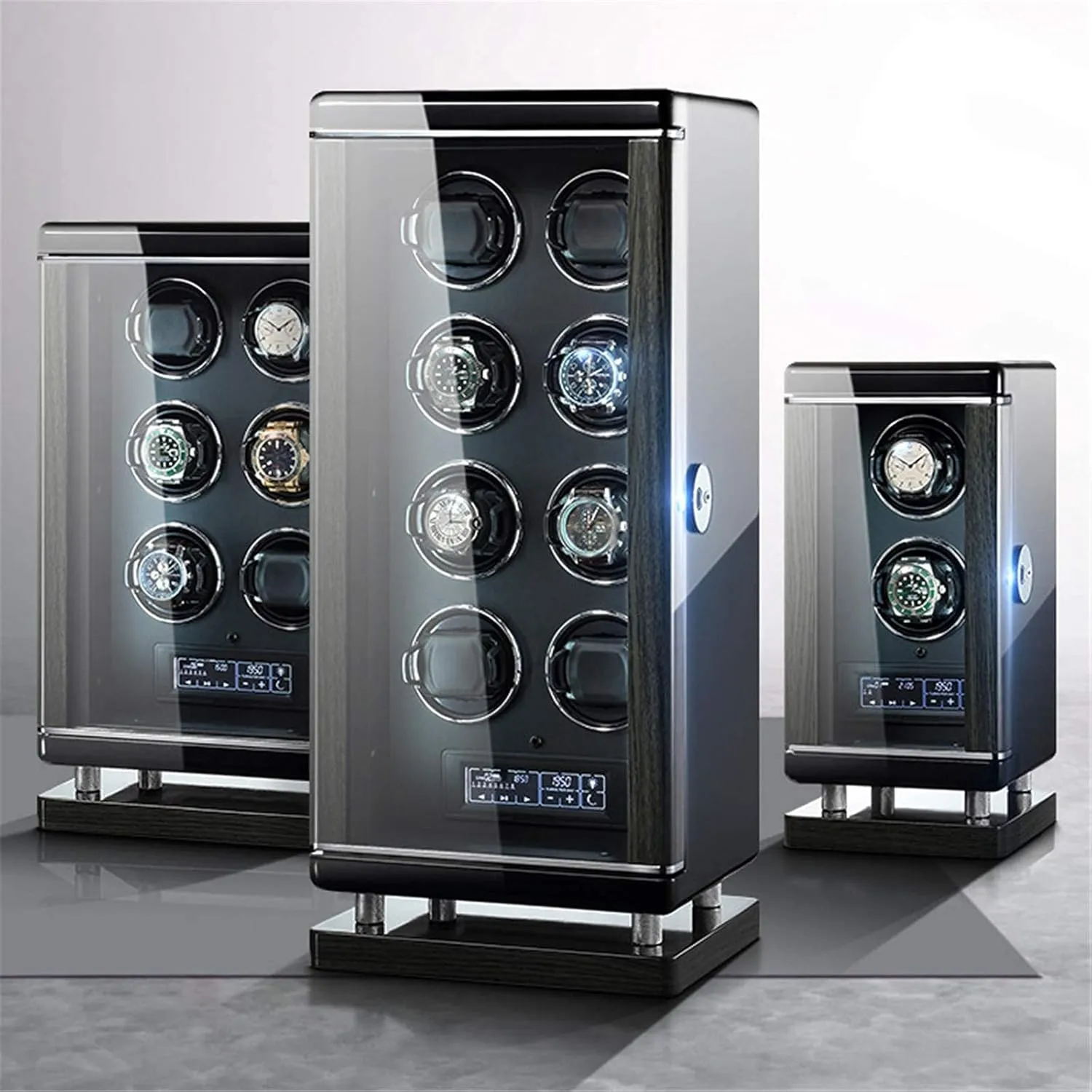 Panel with Remote Control Blue LED Light 6 Available Modes Storage Box (8 epitope) Watch Winder Watch Winder Watch Winder with Super Quiet Motor Smart Fingerprint soothe caterpillar horticultural Unlock LCD with Touch 