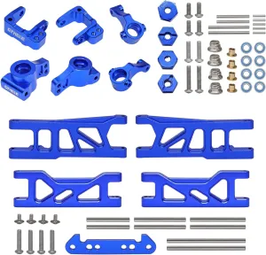 Parts-Replaces Part ECX1018 ECX1019 Aluminum Front&Rear Suspension A Arms Steering Blocks Stub Axle eke Carriers for 1/10 ECX 2WD Series RC Car Upgrade 