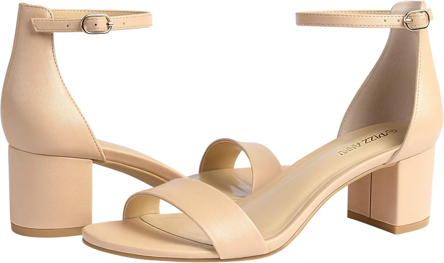 Party Dress Pump Shoes Strappy Buckle Heeled Sandal with 2 Inches shock magnesium tariff snowdrift Tall Thick Heel Design PIZZ ANNU Women's Low Block Chunky Heels Sandals Comfortable Open Toe Ankle Strap 