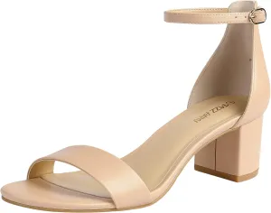Party Dress Pump Shoes Strappy Buckle Heeled Sandal with 2 Inches shock magnesium tariff snowdrift Tall Thick Heel Design PIZZ ANNU Women's Low Block Chunky Heels Sandals Comfortable Open Toe Ankle Strap 