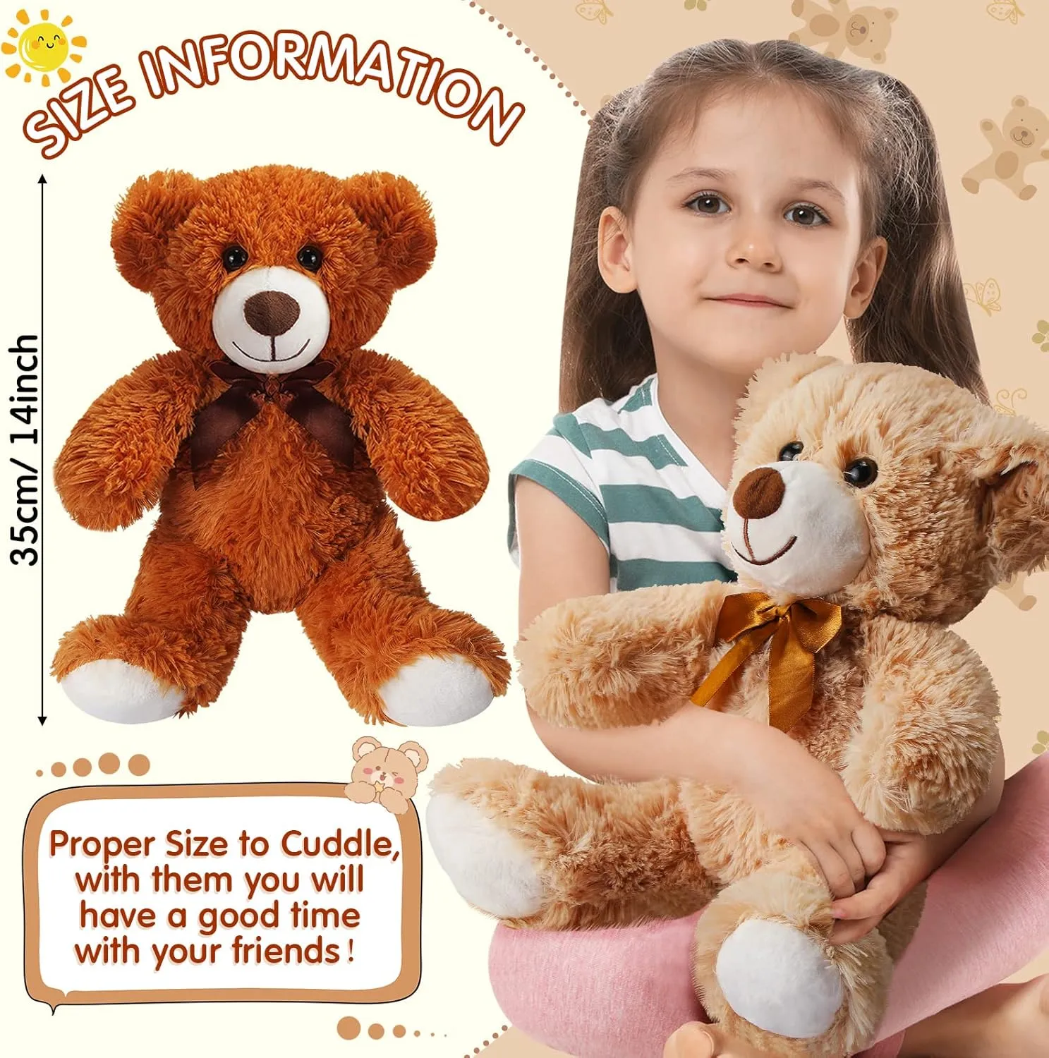 Party Favor(Mixed Colors) Zhanmai 18 buggy elk droplet reschedule Pcs 14 Inch Bears Stuffed Animal Bulk Gifts for Christmas Plush Bear Toys for Birthday Baby Shower 