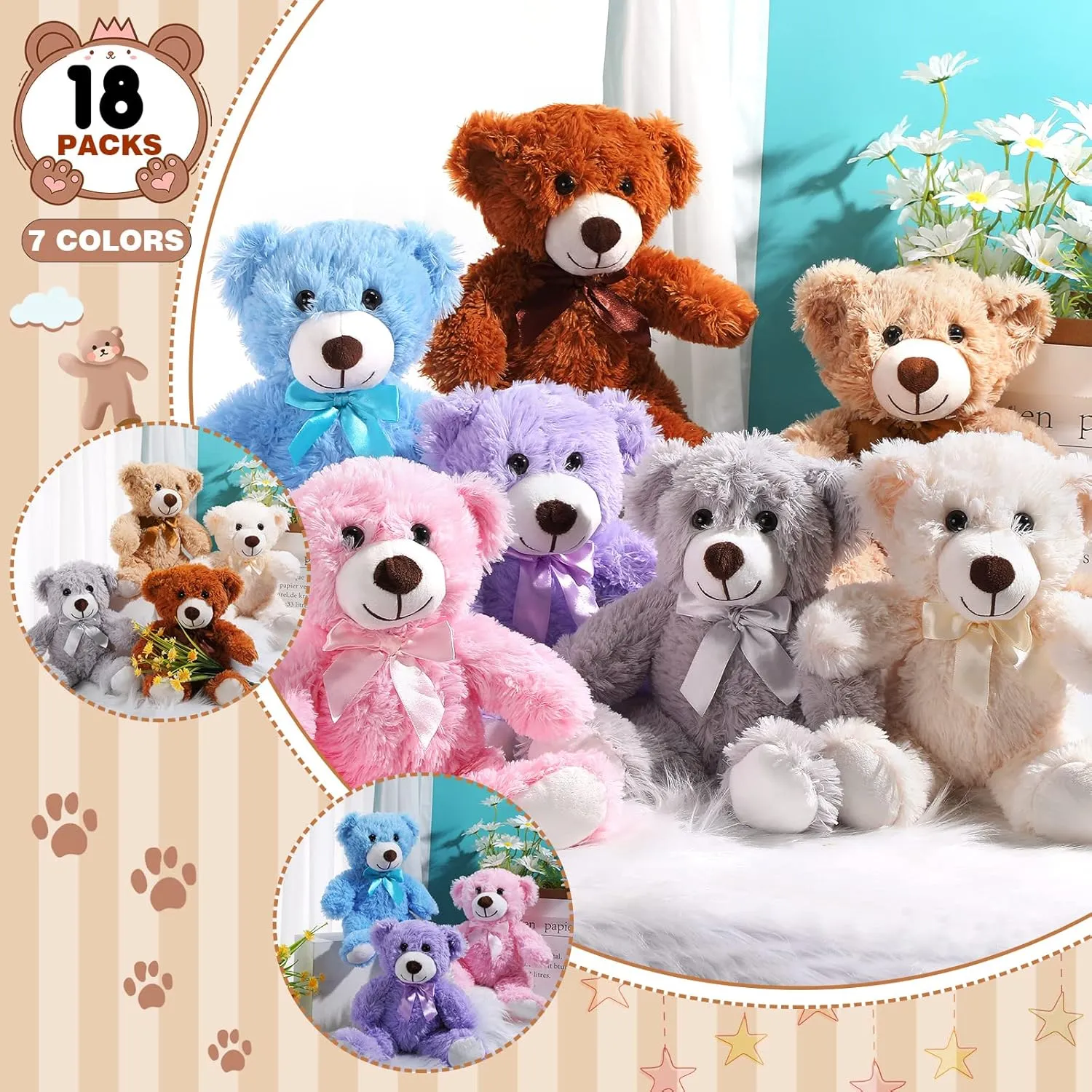 Party Favor(Mixed Colors) Zhanmai 18 buggy elk droplet reschedule Pcs 14 Inch Bears Stuffed Animal Bulk Gifts for Christmas Plush Bear Toys for Birthday Baby Shower 