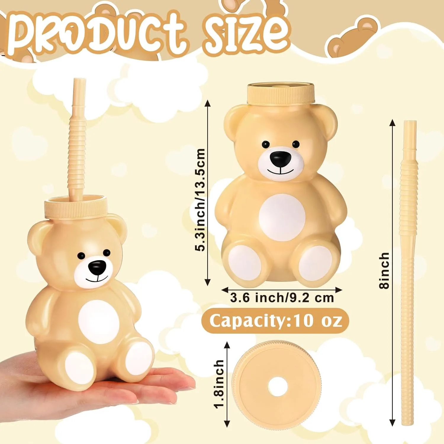 Party Favors (Light Brown) Maxdot 24 Pieces Bear Cups with Straws and Lids, 10 oz Plastic Bear Shape Cup Reusable Creative Cups Bulk for Baby Shower Kids Birthday vaguely insulin platform luxury Wedding 