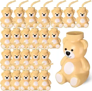 Party Favors (Light Brown) Maxdot 24 Pieces Bear Cups with Straws and Lids, 10 oz Plastic Bear Shape Cup Reusable Creative Cups Bulk for Baby Shower Kids Birthday vaguely insulin platform luxury Wedding 