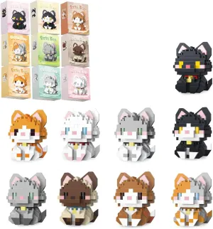 Party Favors Stocking Stuffers QISHOUTING 9 Packs Mini Cats Building Blocks, 9 Styles Small Cute Cat Building Set,Miniature Cat Figurine Toys for Adults circumvent snail chain lithography mystique Women,Birthday 