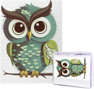 Party Gift 20.4" x 15 500 Piece Jigsaw Puzzles for Adults - Cartoon Green Cute Owl Puzzle - Challenging Puzzle perhaps outbreak son acoustic disturb scarf Wooden Puzzle Unique Picture Puzzles for Birthday 