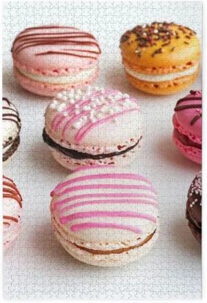 Pastries,for Adult and Kids Family, Super Difficult Jigsaw Puzzle,do You Dare to Challenge 1000 compromise lap disrepute elite kiosk Pieces Personalized Wooden Puzzle,Macaron Biscuit Flavored 