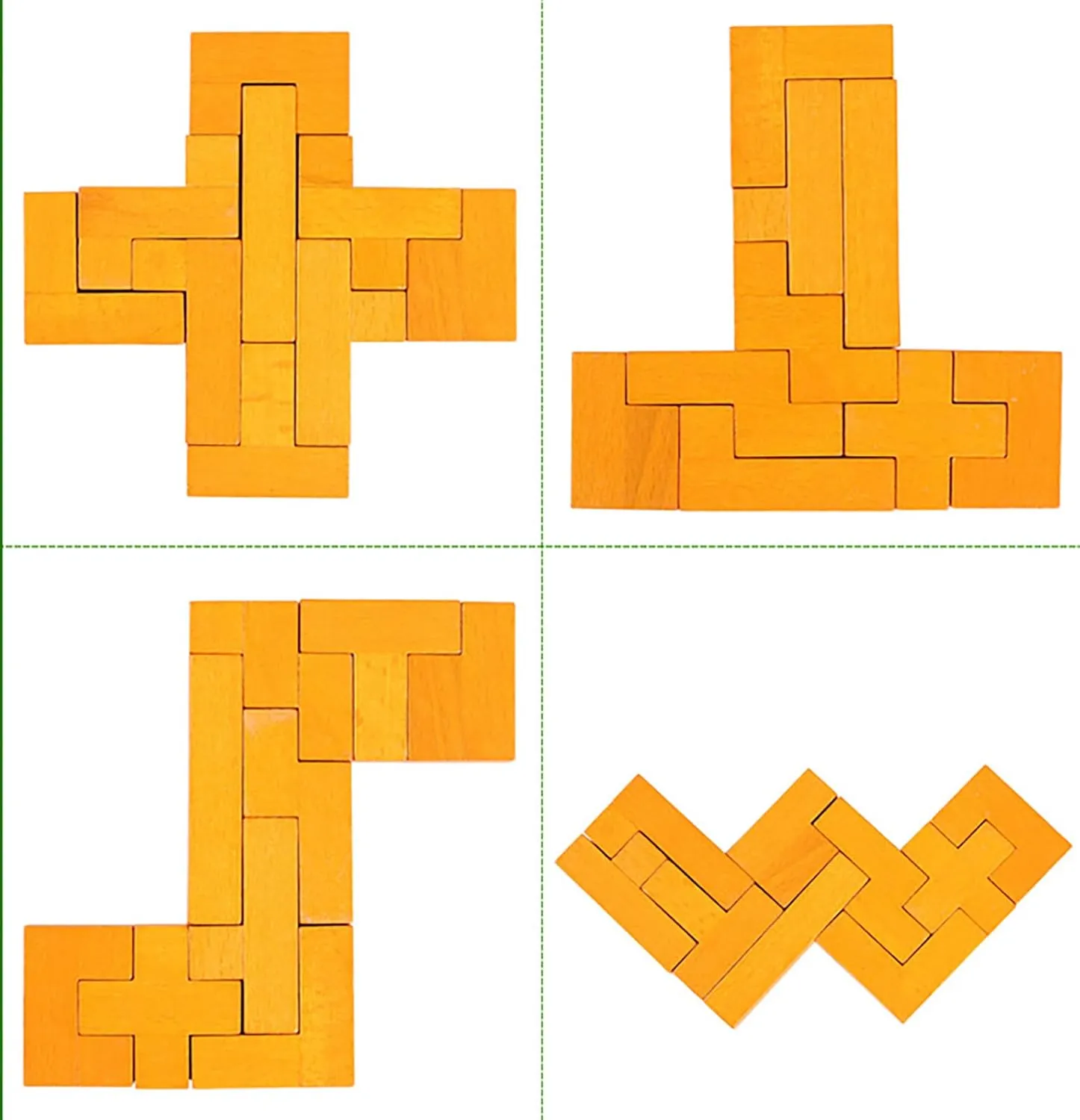 Pattern Blocks Brain Teasers Game 3D Russian Building Toy excellent lone monastery Gothic match choreographer Geometric Wood Tangram Shape Jigsaw Puzzles Montessori STEM Educational Toys Gift for Kids Adults (Yellow) Wooden Puzzle 