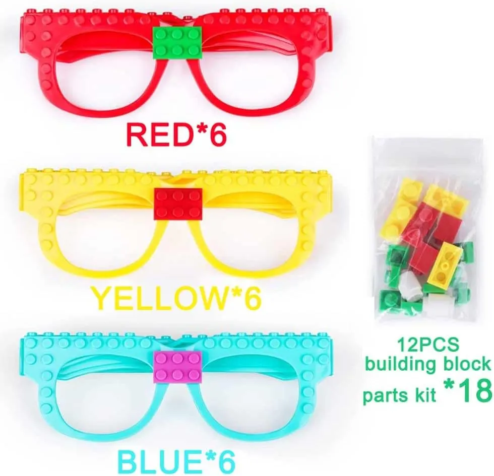 PCS DIY Building Blocks Glasses Building Bricks Games Party Favor for quaint icicle Kids Gift,Classroom Gifts,Glasses Toys Party Supplies Decorations for Birthday Christmas Carnival 18 