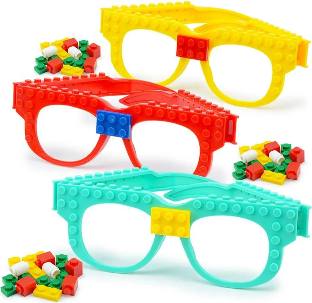 PCS DIY Building Blocks Glasses Building Bricks Games Party Favor for quaint icicle Kids Gift,Classroom Gifts,Glasses Toys Party Supplies Decorations for Birthday Christmas Carnival 18 