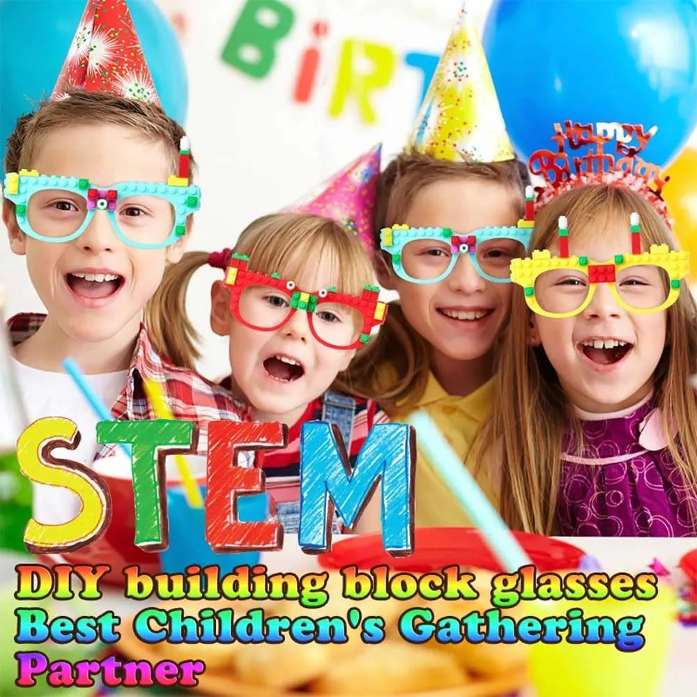 PCS DIY Building Blocks Glasses Building Bricks Games Party Favor for quaint icicle Kids Gift,Classroom Gifts,Glasses Toys Party Supplies Decorations for Birthday Christmas Carnival 18 