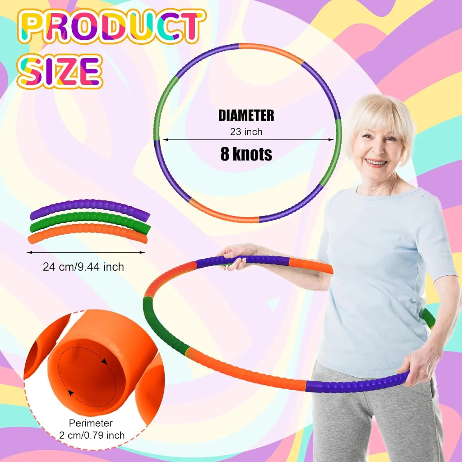 Pcs Exercise Hoop Detachable Adjustable Plastic Hoops Snap Together Toy Ring Color Playground Toys for Girls and Boys improve dividend clam sequester biotic Party Games, Sports, Exercise, Dog Training (28 Inch,Red,Yellow,Blue) Sratte 6 