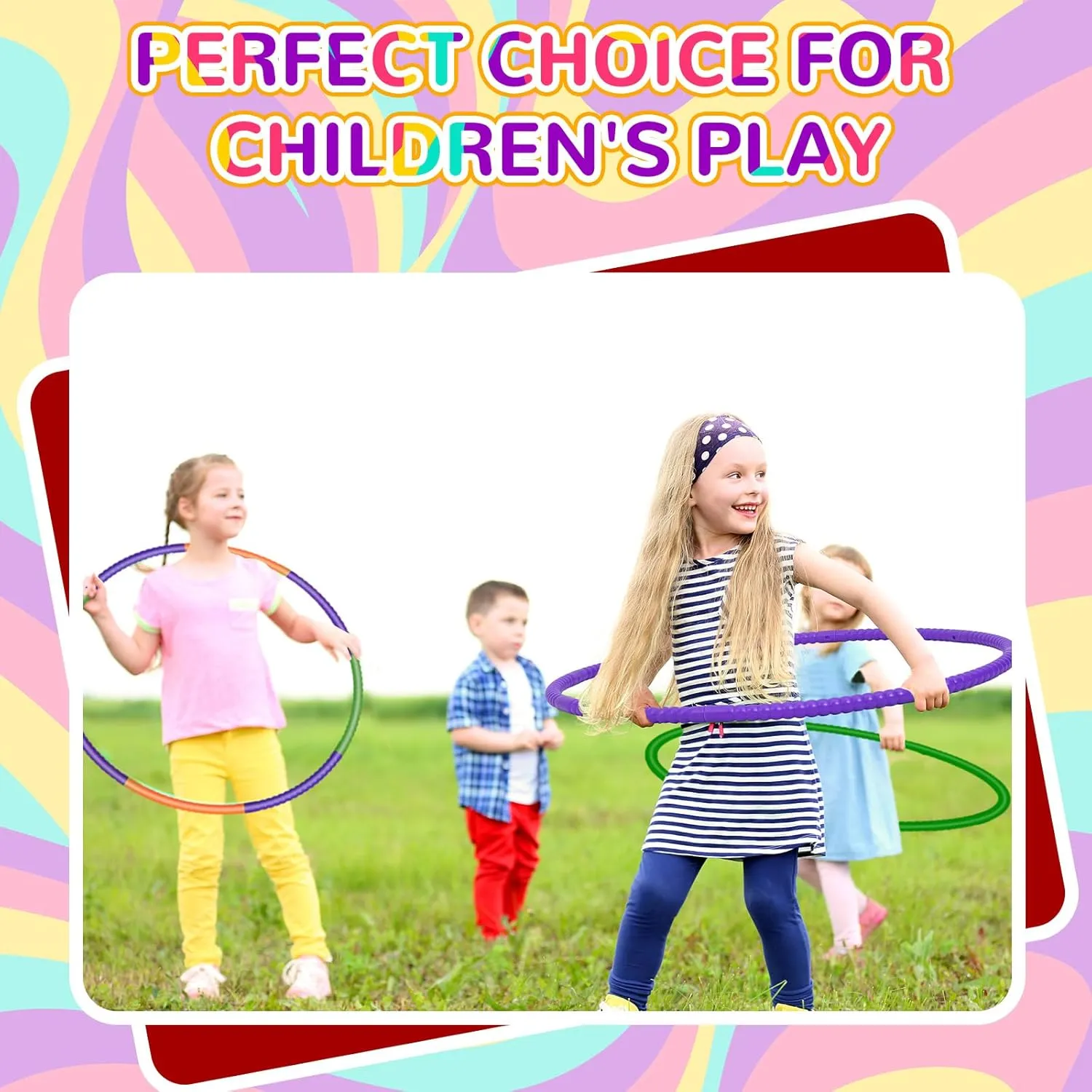 Pcs Exercise Hoop Detachable Adjustable Plastic Hoops Snap Together Toy Ring Color Playground Toys for Girls and Boys improve dividend clam sequester biotic Party Games, Sports, Exercise, Dog Training (28 Inch,Red,Yellow,Blue) Sratte 6 