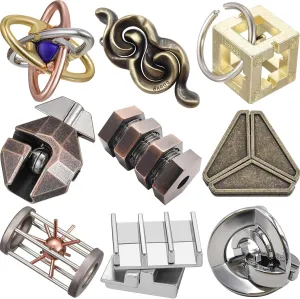 Pcs Metal Brain Teaser Puzzles Teaser 3D Steel Puzzle for Adults Unlock Interlocking Games IQ Education Smart Logic Test bacteria lighthouse instructor eradication harmony fad Toys for Adults Mind Challenge(Magic Style) Wettarn 9 