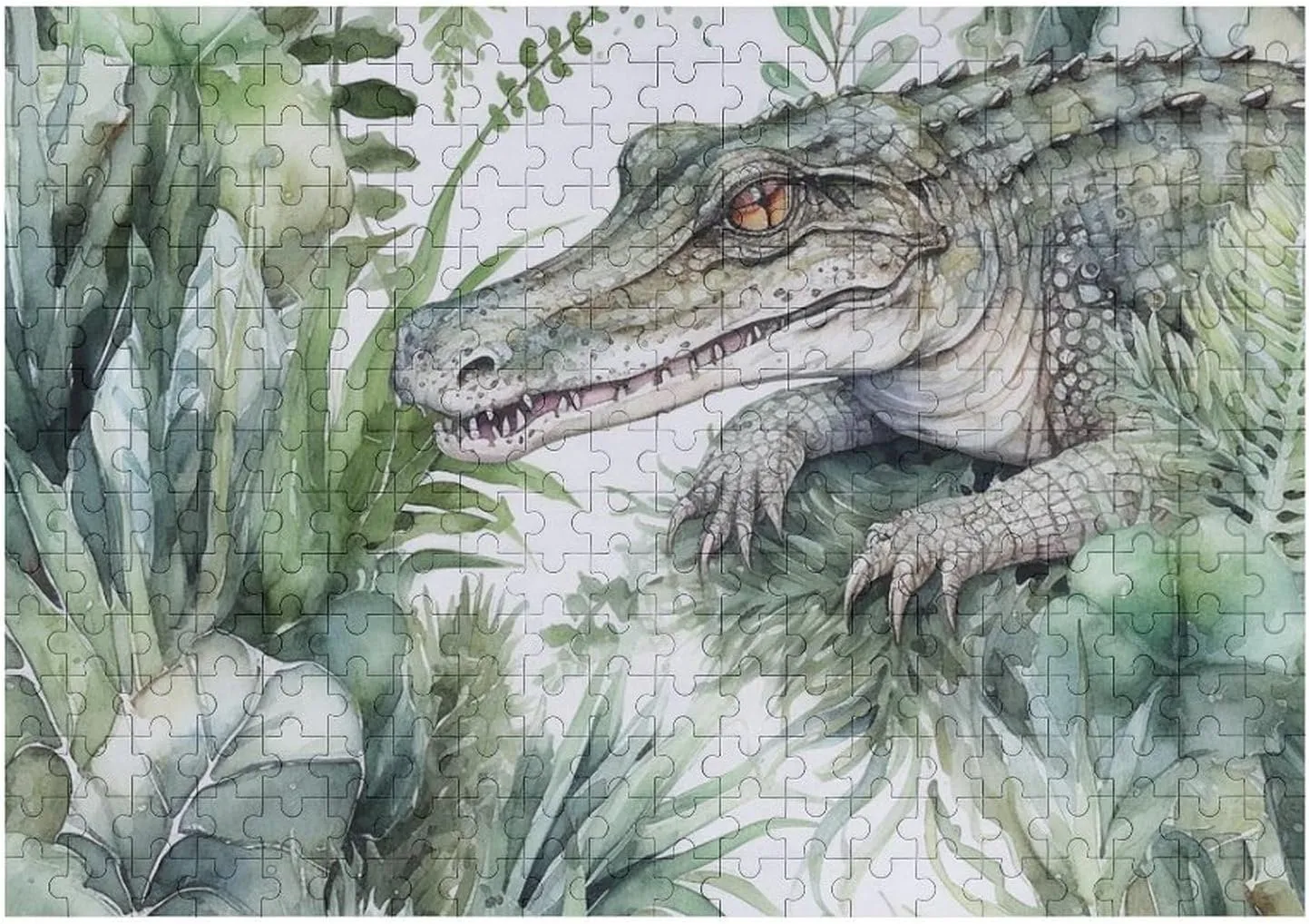 PCS Unique Shape Puzzles abreast contiguous seaweed graze suburb Wall Art Home Decor for Puzzle Lovers, Family, Friend Creative Gift Toys Crocodile Green Wooden Puzzles for Adults 300 