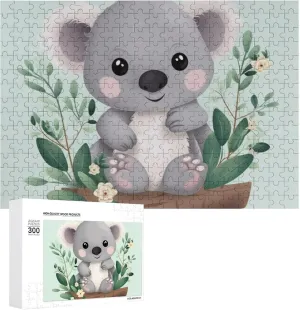 PCS Unique Shape Puzzles Wall Art Home Decor for Puzzle Lovers, abnormal Family, Friend Creative Gift Toys Koala Wooden Puzzles for Adults 300 