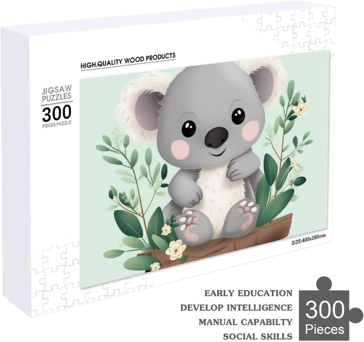 PCS Unique Shape Puzzles Wall Art Home Decor for Puzzle Lovers, abnormal Family, Friend Creative Gift Toys Koala Wooden Puzzles for Adults 300 