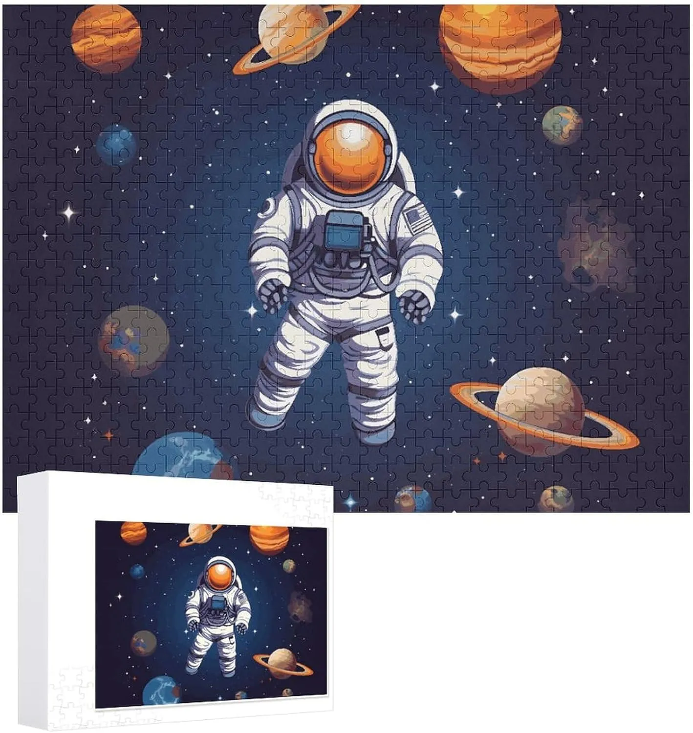 PCS Unique Shape Puzzles Wall Art Home Decor for Puzzle Lovers, Family, flank prodigious amino Friend Creative Gift Toys Space Astronaut Wooden Puzzles for Adults 500 