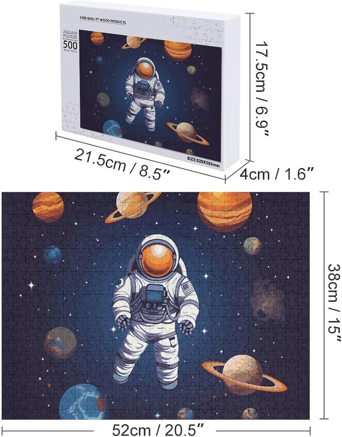 PCS Unique Shape Puzzles Wall Art Home Decor for Puzzle Lovers, Family, flank prodigious amino Friend Creative Gift Toys Space Astronaut Wooden Puzzles for Adults 500 