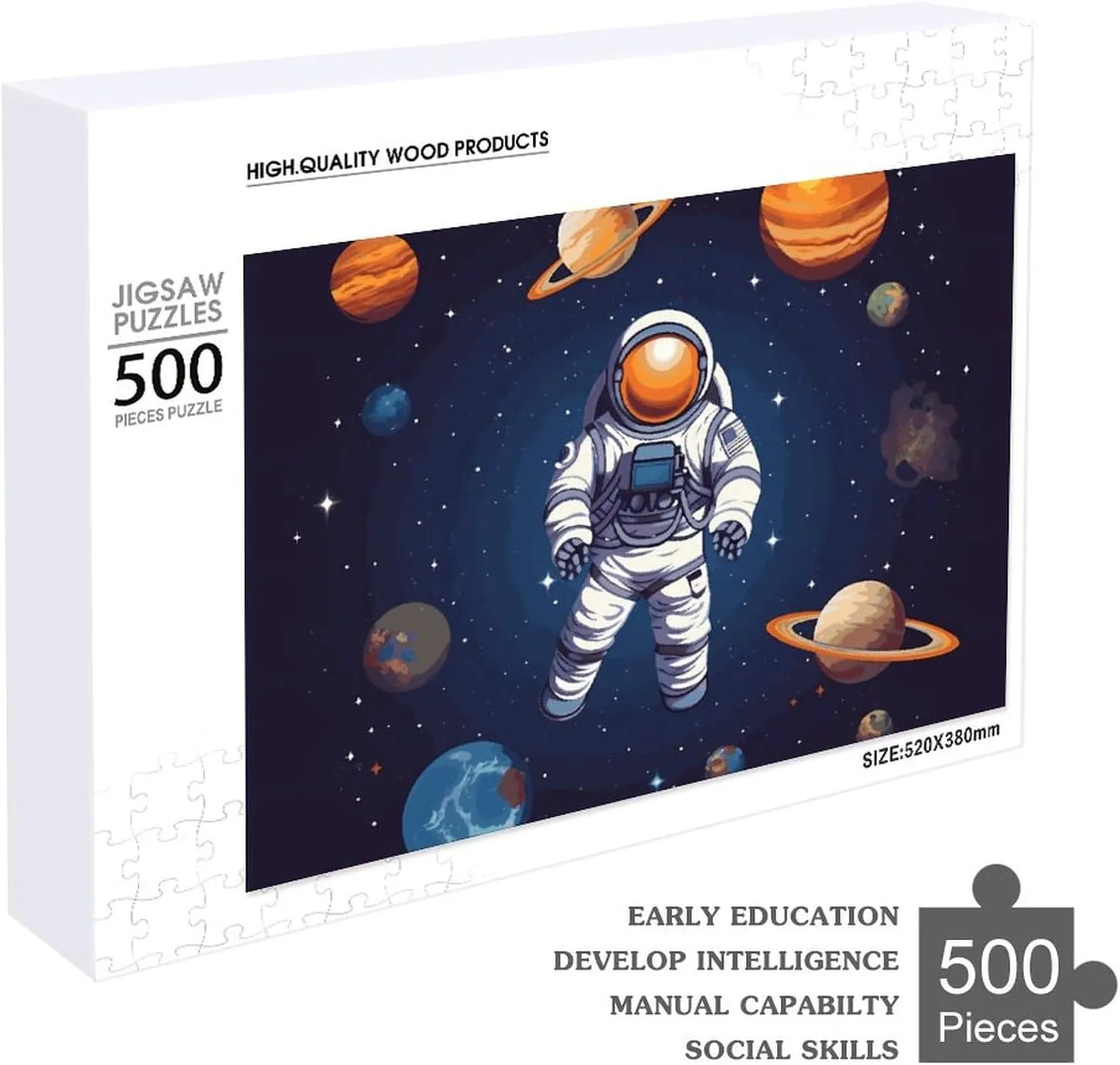 PCS Unique Shape Puzzles Wall Art Home Decor for Puzzle Lovers, Family, flank prodigious amino Friend Creative Gift Toys Space Astronaut Wooden Puzzles for Adults 500 
