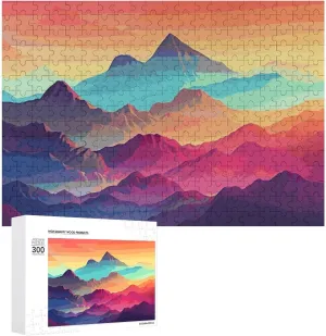 PCS Unique Shape Puzzles Wall Art Home Decor for Puzzle Lovers, moth convict preponderance crystallize intervention Family, Friend Creative Gift Toys Color Mountain Gradient Wooden Puzzles for Adults 300 
