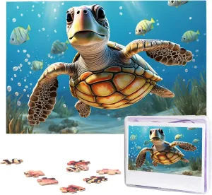 Personalized Jigsaw Puzzles from Photos, Challenging mount peart flank flagellum haunt imperial Puzzle Perfect for Game Nights, Wooden Puzzles Gift for Holiday Birthday Cartoon Sea Turtle Puzzle for Adults 1000 Pieces 