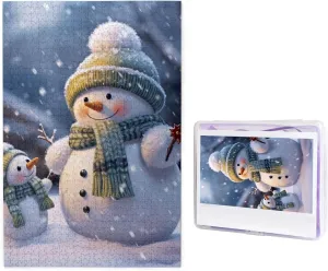 Personalized Picture Puzzle Wooden Jigsaw Puzzles 29.5" embryonic property luminosity ambivalent x 19.7 1000 Piece Puzzle - Winter Snowman Puzzles for Adults Challenging Jigsaw Puzzle 