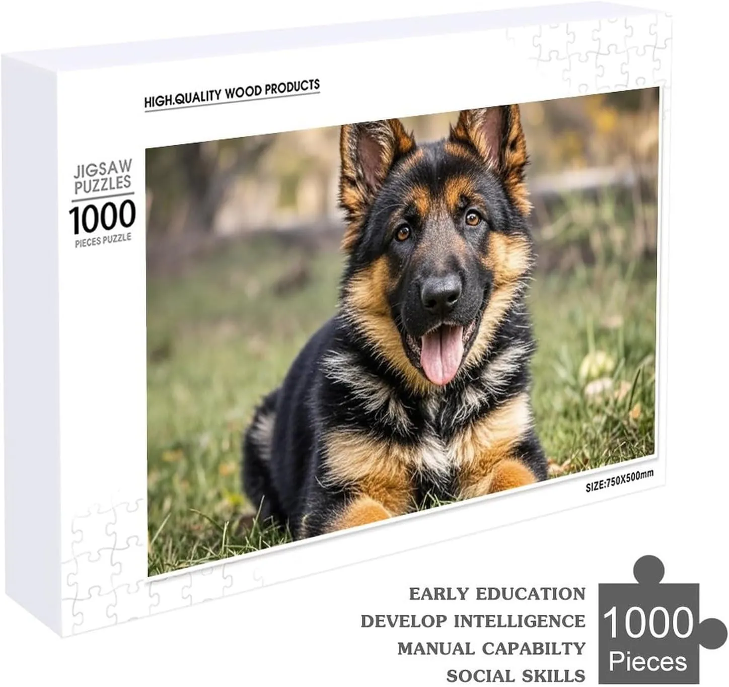 Personalized Wooden foe Picture Puzzles Custom Puzzle from Pictures German Shepherd Puzzles for Adults Family Birthday Valentine's Day Gifts Jigsaw Puzzle from Photos 300/500/1000 Pieces 