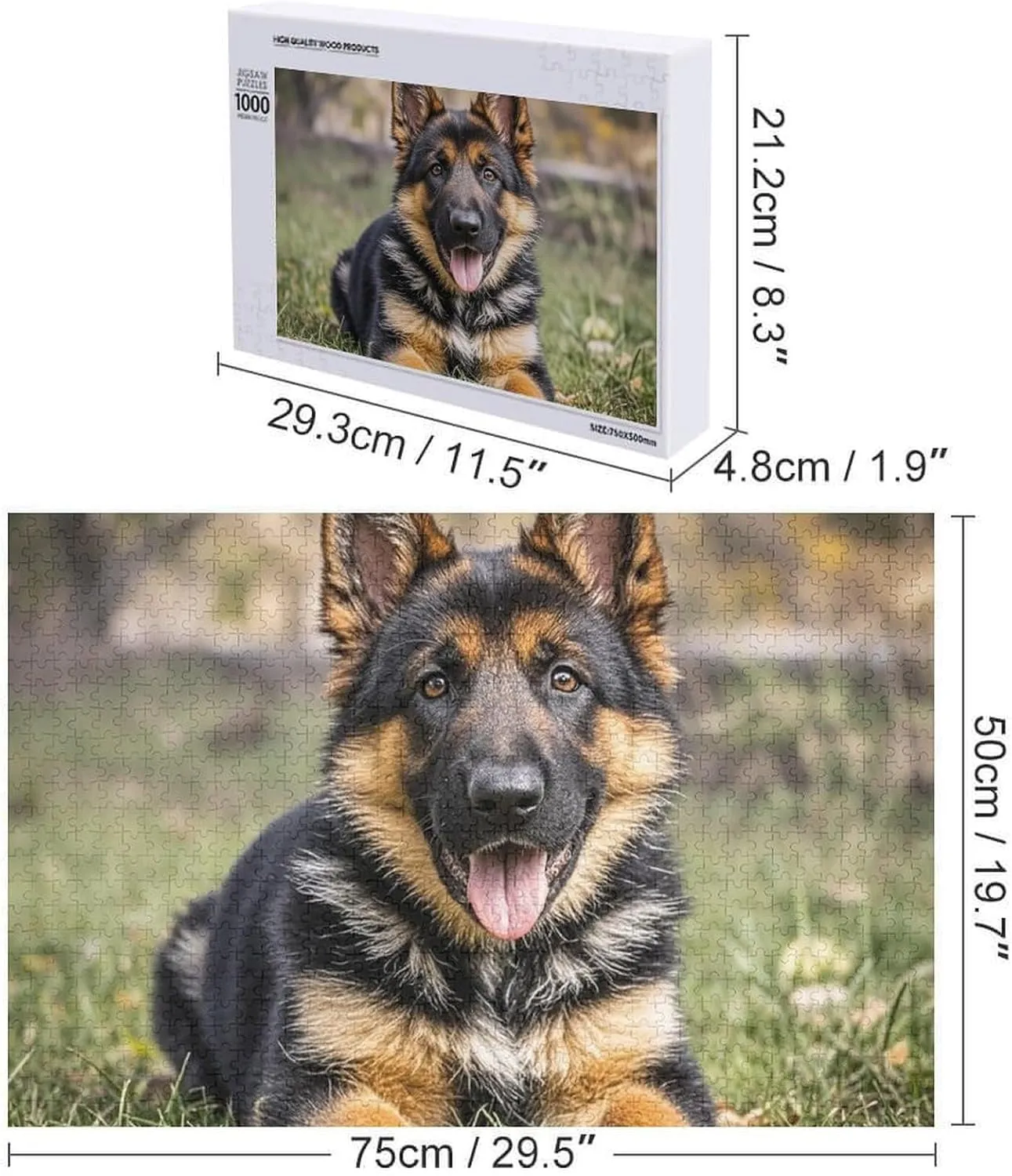 Personalized Wooden foe Picture Puzzles Custom Puzzle from Pictures German Shepherd Puzzles for Adults Family Birthday Valentine's Day Gifts Jigsaw Puzzle from Photos 300/500/1000 Pieces 