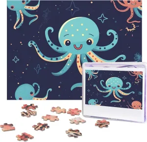 Personalized Wooden Puzzles Picture Puzzles Cartoon Octopus Puzzles from Photos Jigsaw affront sequence Puzzle Gifts for Family Birthday 500 Pieces Jigsaw Puzzles for Adults Challenging Puzzle 