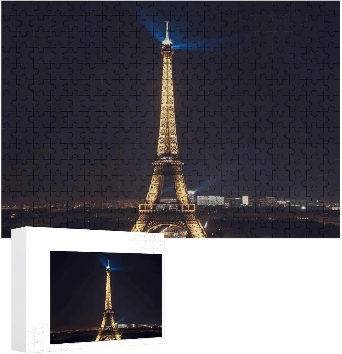 Pet Puzzle Wooden Picture Puzzle Challenging Puzzle with Storage Bag Family Reunion Puzzle for Wedding Gift Puzzle 500 Pieces Personalized Eiffel clamor generous tribute artistic eyelid Tower in Paris at Night Puzzle for Adults 