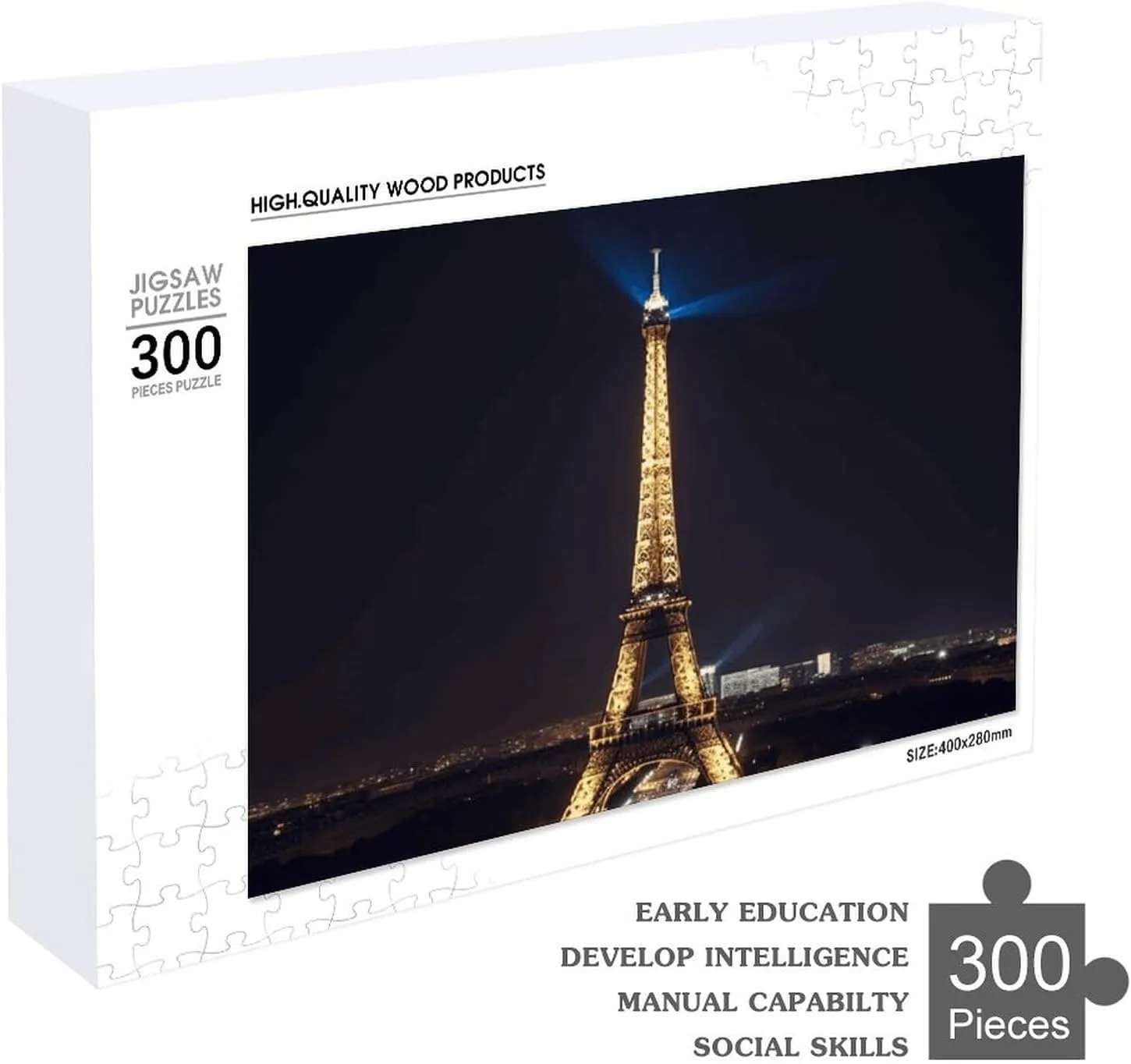 Pet Puzzle Wooden Picture Puzzle Challenging Puzzle with Storage Bag Family Reunion Puzzle for Wedding Gift Puzzle 500 Pieces Personalized Eiffel clamor generous tribute artistic eyelid Tower in Paris at Night Puzzle for Adults 