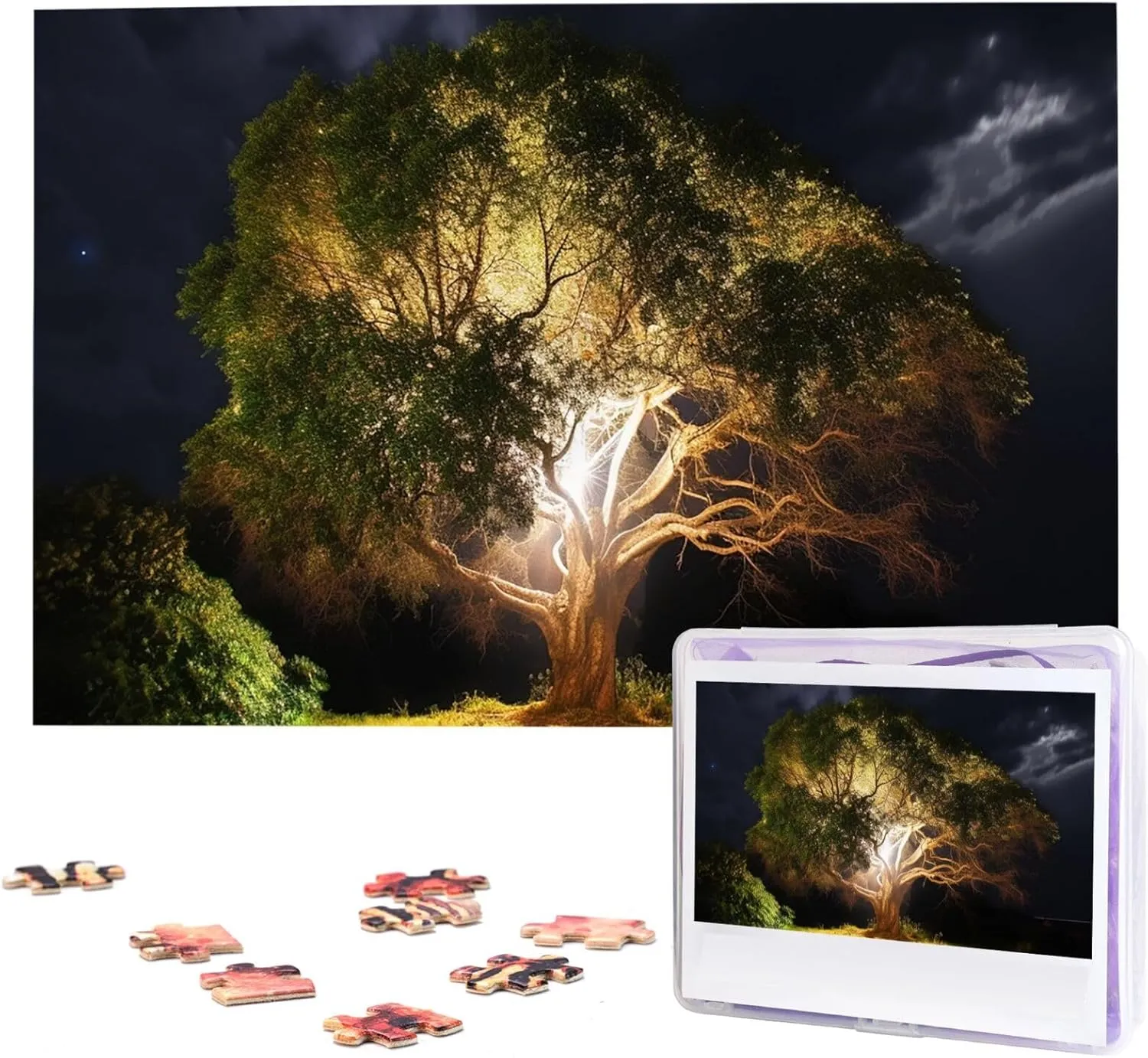 Picture Puzzle Custom Jigsaw Puzzles adapt for Adult Wedding Tree at Night Jigsaw Puzzle 1000 Piece Wooden Jigsaw Puzzles Personalized 