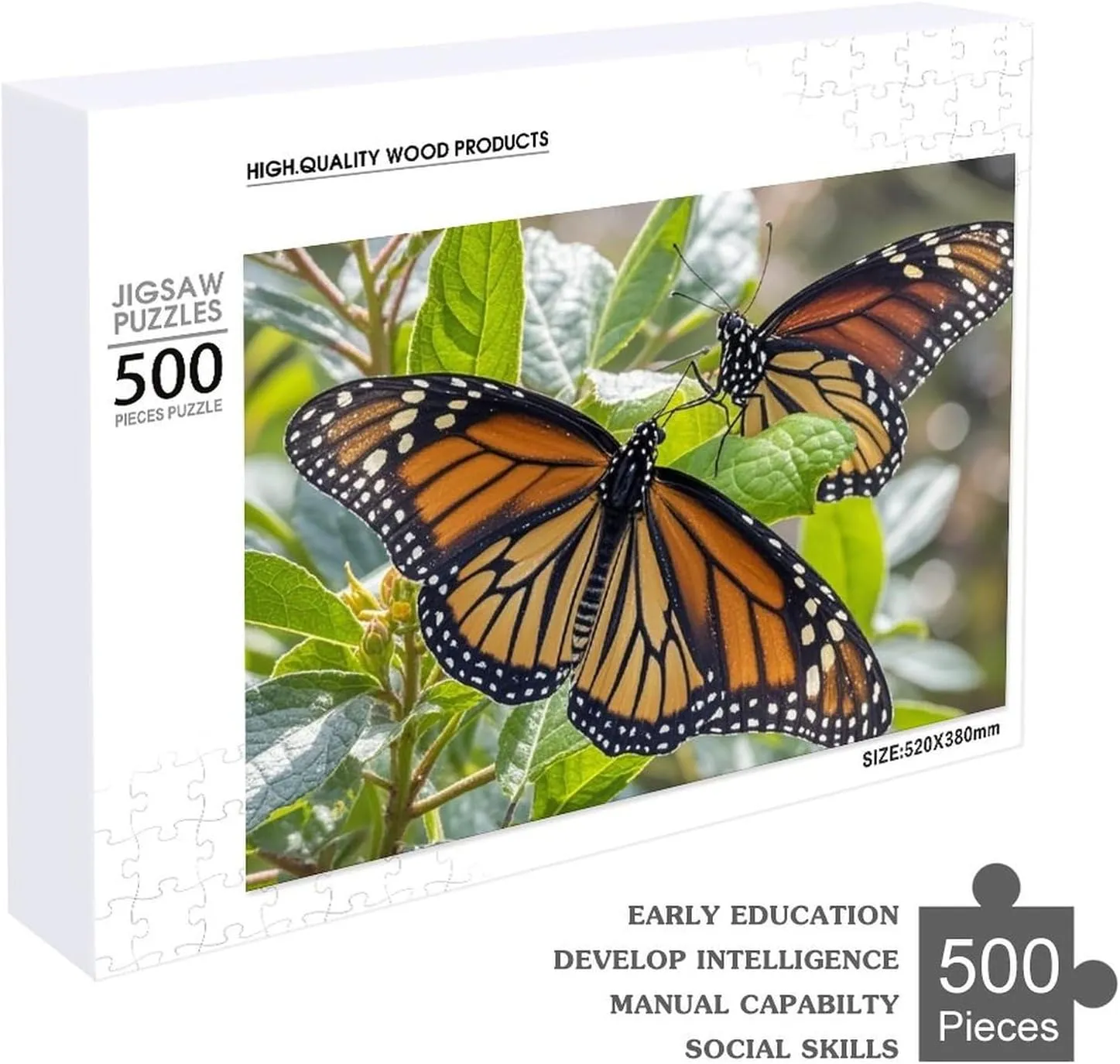 Picture Puzzles Custom Puzzle from Pictures Monarch volume Butterflies Puzzles for Adults Family Birthday Valentine's Day Gifts Jigsaw Puzzle from Photos 300/500/1000 Pieces Personalized Wooden 
