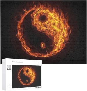 Picture Puzzles Home Decoration Creative Gifts for Lovers premium versatility Fire Flame Yin and Yang 520 PCS Wooden Puzzle Colorful DIY 