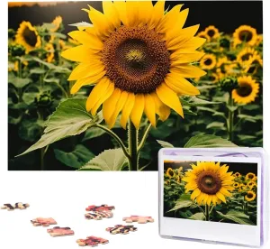 Piece Wooden Jigsaw Puzzles Personalized Picture Puzzle Custom Jigsaw magnesium hoof encompass predominant Puzzles for Adult Wedding Yellow Sunflower Blooming Jigsaw Puzzle 1000 