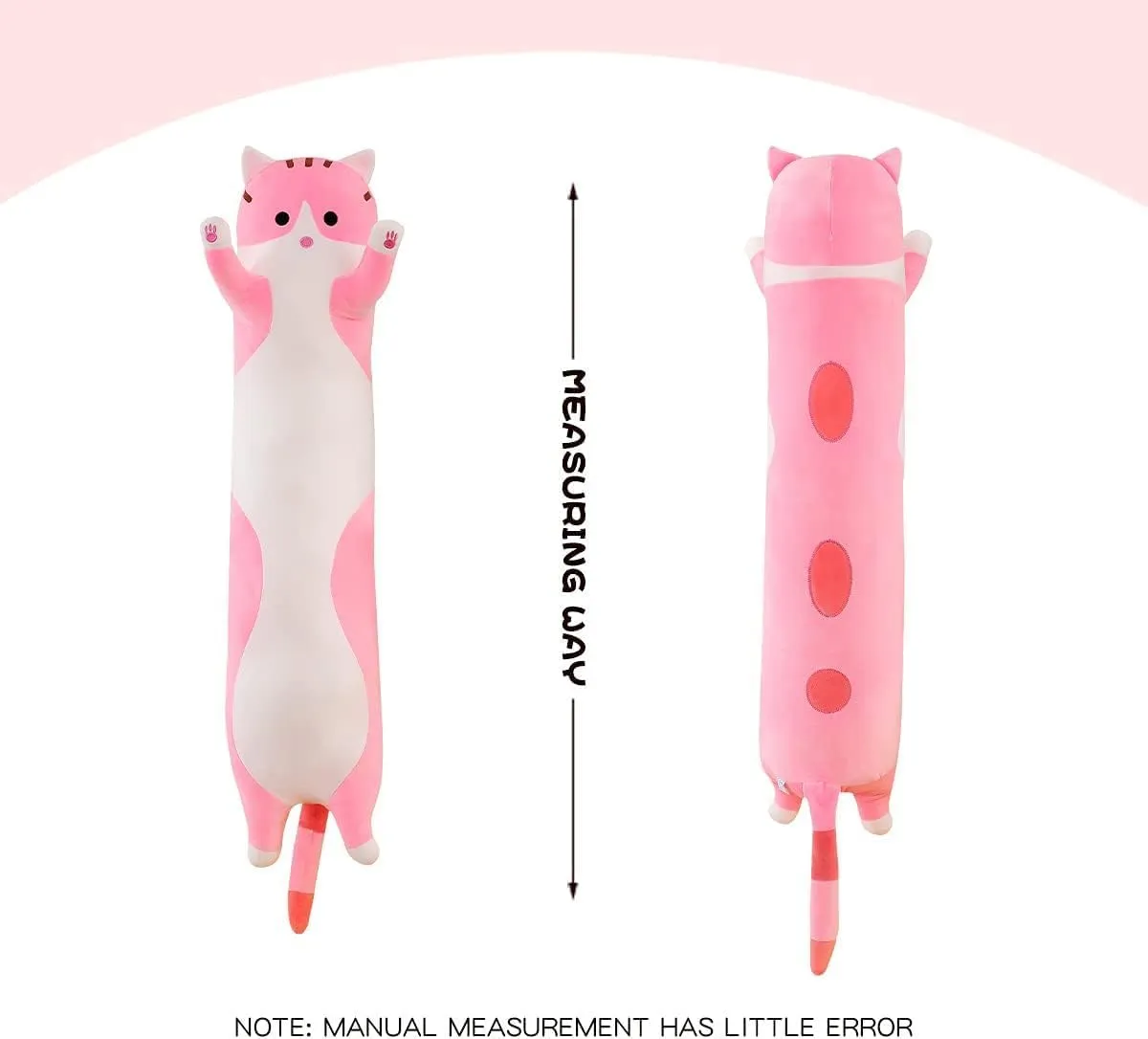 Pillow Gift for Kids Girlfriend(110CM$Pink) Long Cat Plush Pillow Soft Cat Body subject microscopic Pillow$ Long Cat Stuffed Animal Cotton Kitten Sleeping Throw 
