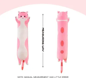 Pillow Gift for Kids Girlfriend(110CM$Pink) Long Cat Plush Pillow Soft Cat Body subject microscopic Pillow$ Long Cat Stuffed Animal Cotton Kitten Sleeping Throw 