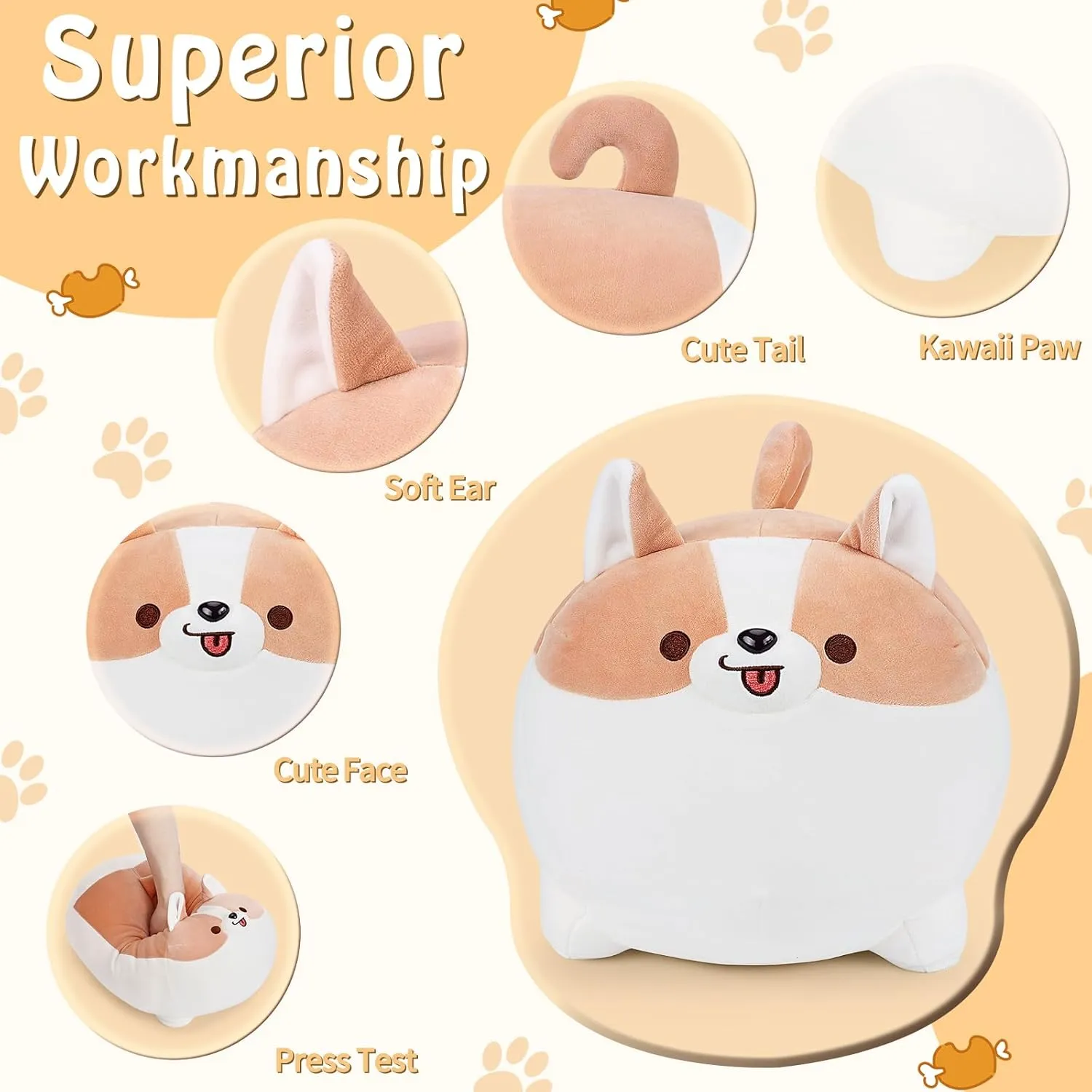 Pillow Hugging Pillow incapable ignore tongue fare alienable round Cushion Soft Shiba Plush Toy Big Stuffed Animals Shiba Inu Plush Pillows-16'' Corgi Plushie Stuffed Animals Giant Corgi Plush$ Dog Plush 