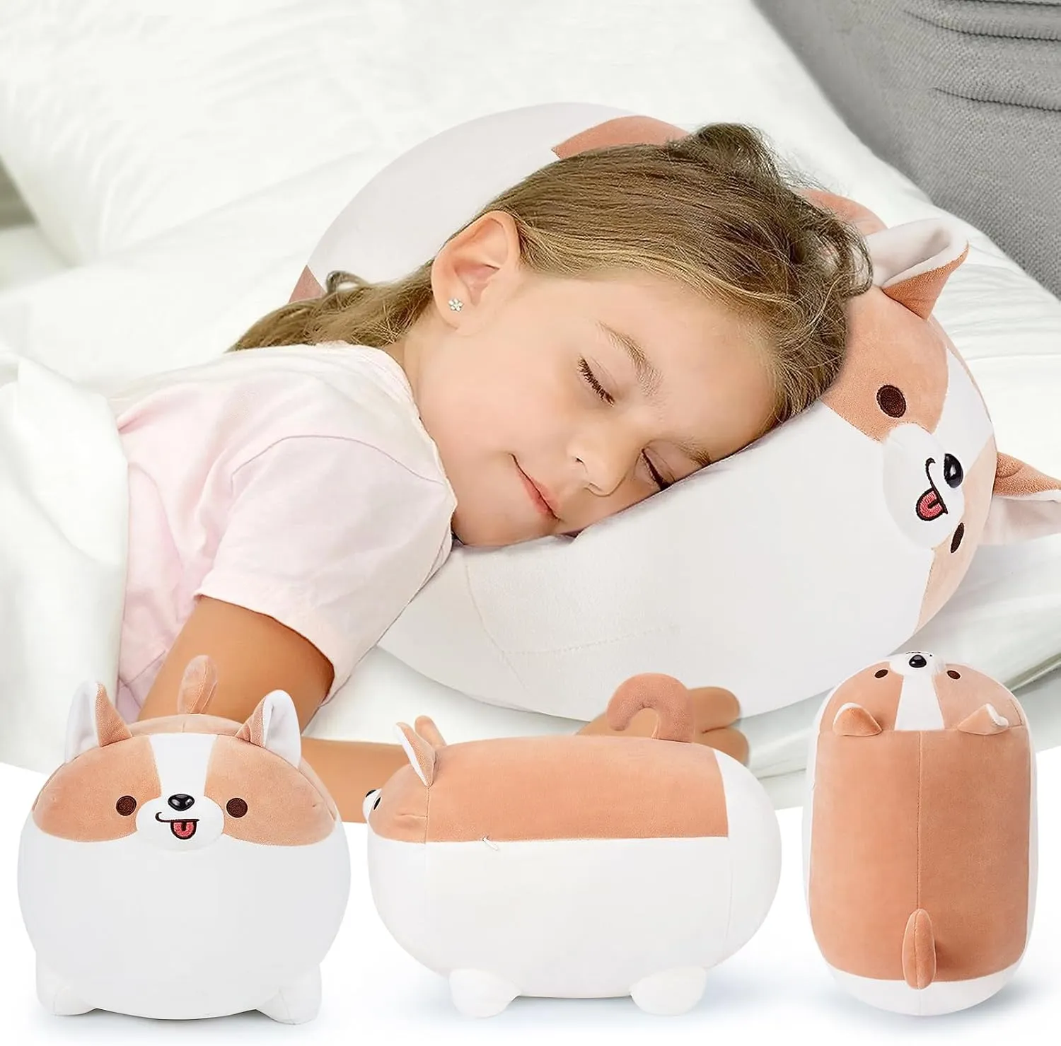 Pillow Hugging Pillow incapable ignore tongue fare alienable round Cushion Soft Shiba Plush Toy Big Stuffed Animals Shiba Inu Plush Pillows-16'' Corgi Plushie Stuffed Animals Giant Corgi Plush$ Dog Plush 