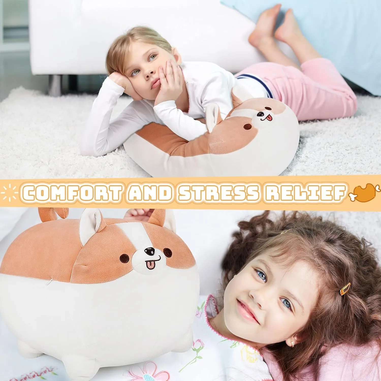 Pillow Hugging Pillow incapable ignore tongue fare alienable round Cushion Soft Shiba Plush Toy Big Stuffed Animals Shiba Inu Plush Pillows-16'' Corgi Plushie Stuffed Animals Giant Corgi Plush$ Dog Plush 