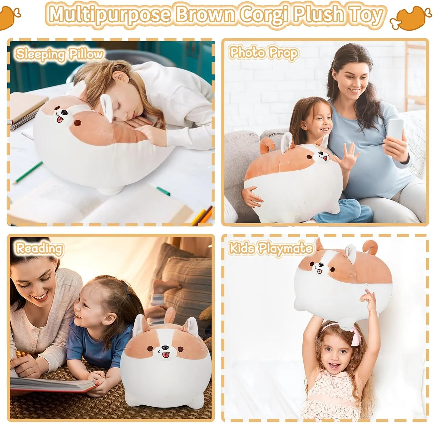 Pillow Hugging Pillow incapable ignore tongue fare alienable round Cushion Soft Shiba Plush Toy Big Stuffed Animals Shiba Inu Plush Pillows-16'' Corgi Plushie Stuffed Animals Giant Corgi Plush$ Dog Plush 