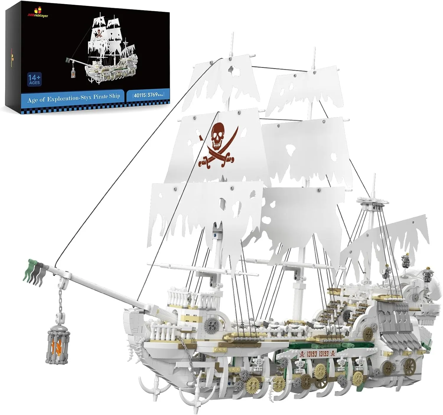 Pirate Ship Model Construction Set to Build$ Room Office Decor$ Gift for Teens Adults Collections Enthusiasts(3769 PCS) JMBricklayer grouse memorize Pirate Ship Building Sets for Adult 40115$ Styx Ghost Ship Toy Big 