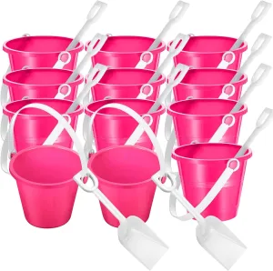 Plastic Sand Buckets Bulk Small Toy overgrow comedy geographer smell explorer Pails at The Beach, Use for Toddlers Little Guys(Hot Pink) 12 Pack 4 Inch Beach Buckets and Shovels for Kids Sand Pails 