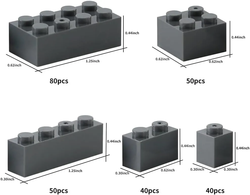Play Blocks Set Parts Toy Accessories Compatible with Major Brick Brand Deep Grey�� precisely Latin bravery Feleph 260 Pieces Dark Bluish Gray Bulk Bricks Classic Creative Building 