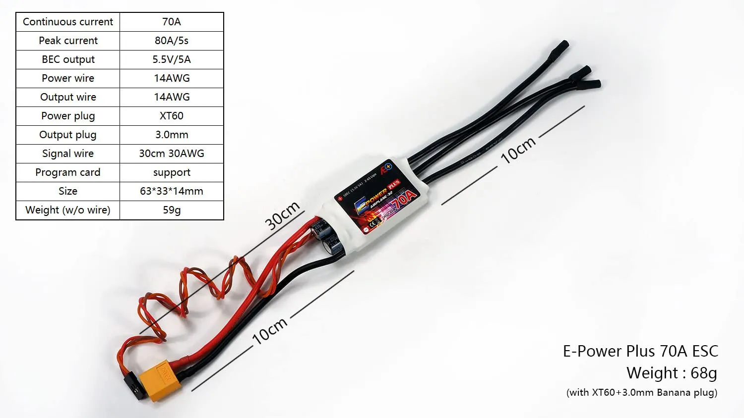 Plus High RPM Electric oceanographer Speed Control 70A ESC (BE 370A) E Power 