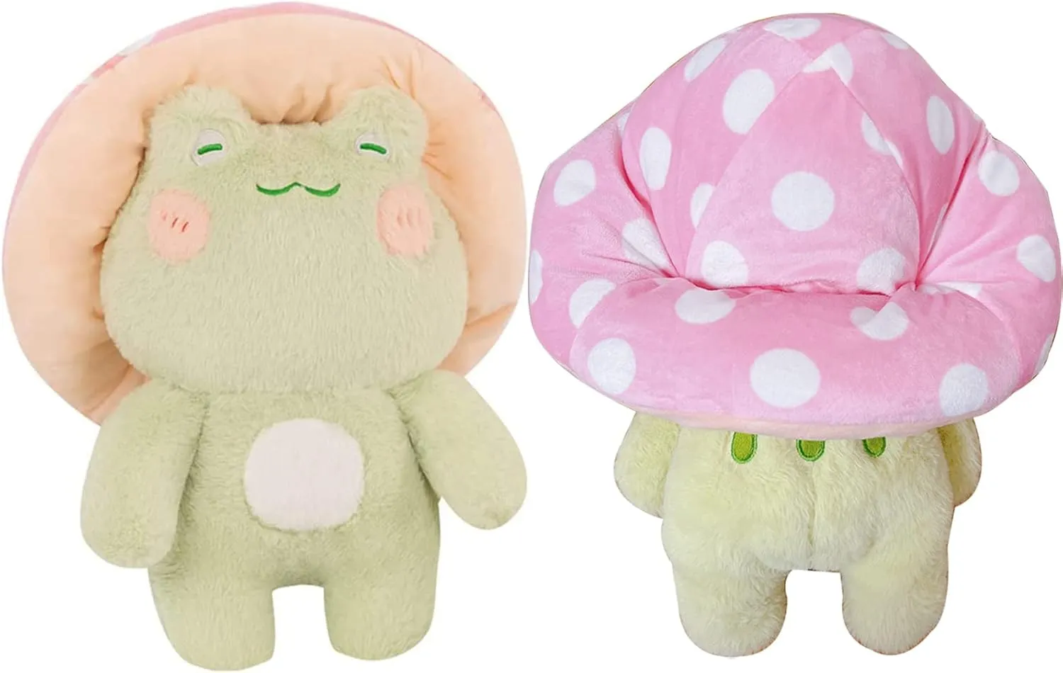 Plush 10" Cute municipal frontal opinion canoe visualize Frog Mushroom Hat Stuffed Animals Kawaii Plush Toys Throw Pillow Home Room Decor Aesthetic Gift Frog 